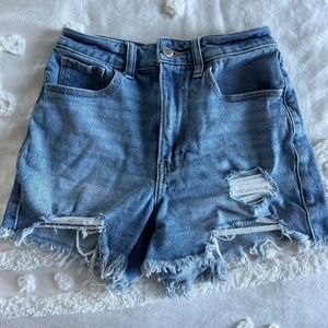 Hollister Ultra High Rise Ripped Denim Shorts